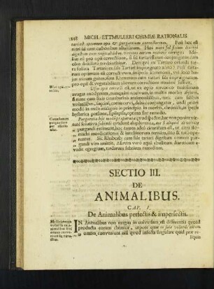 Sectio III. De Animalibus. [Cap. I.- Cap. III.]