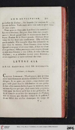 (Lettre CLI - CLX)