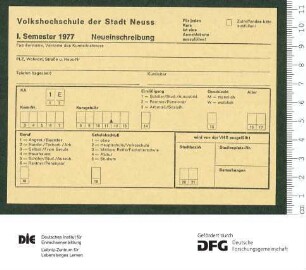 Beilage zum Programm 1. Semester 1977