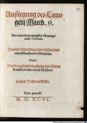 Außlegung des Evangelii Matth. 9. Am 24. Sonntag nach Trinitatis