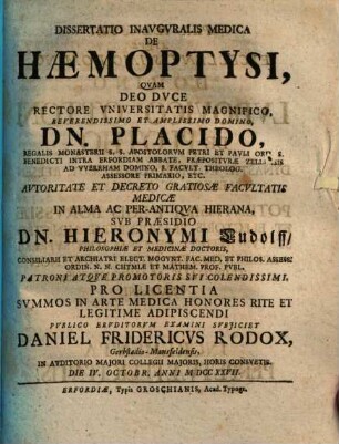 Diss. inaug. med. de haemoptysi