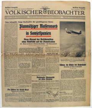 Tageszeitung "Völkischer Beobachter" u.a. zum Spanischen Bürgerkrieg