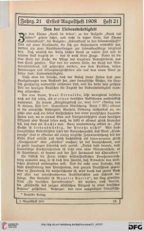 Heft 21 (Erstes Augustheft 1908)
