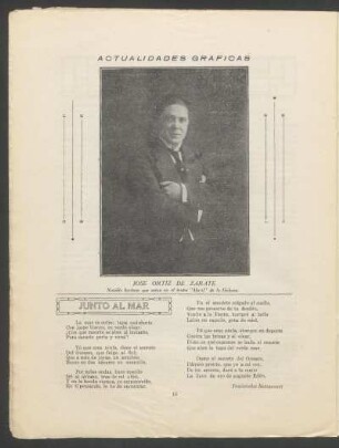 Actualidades gráficas : José Ortiz de Zarate, notable barítono que ctua en el teatro "Marti" de la Habana