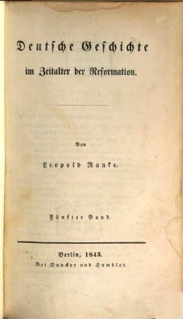 Deutsche Geschichte im Zeitalter der Reformation, 5
