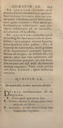 Quaestio LX. De uxoricidio, in duos articulos divisa.