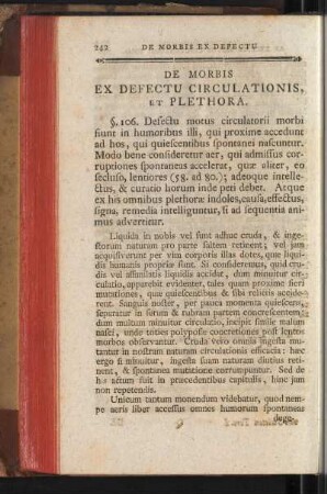 De Morbis Ex Defectu Circulationis, Et Plethora
