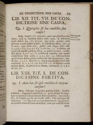 Lib. XIII. /Tit. I. De Condictione Furtiva. - Tit. VII. De Pignoratitia Actione.