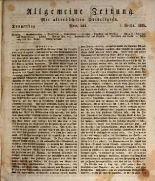 Allgemeine Zeitung. 1825, 9 - 12