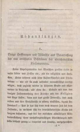 195-231 Einige Hoffnungen und Wünsche aus Veranlassung der neu errichteten Bisthümer