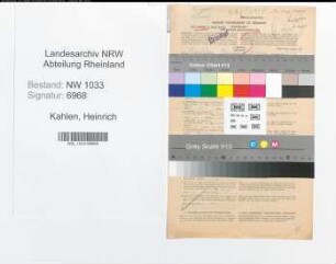Entnazifizierung Heinrich Kahlen , geb. 02.09.1914 (Polizeibeamter)