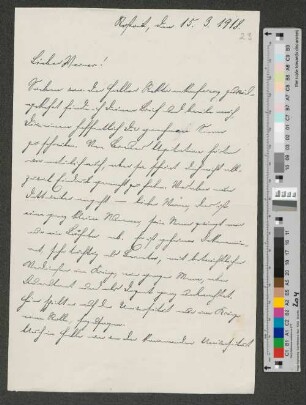 Brief an Werner von Melle