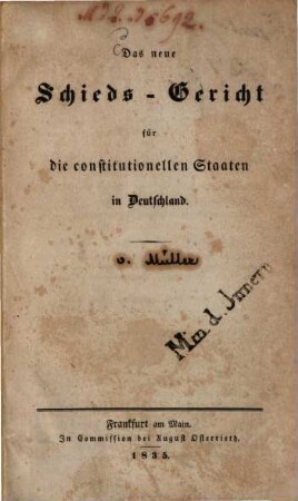Das neue Schieds-Gericht für die constitutionellen Staaten in Deutschland