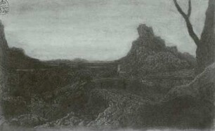 Landschaft mit kahlem Baum