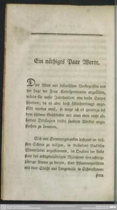 Ein nöthiges Paar Worte