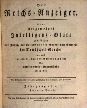 Kaiserlich privilegirter Reichs-Anzeiger, 1804,2
