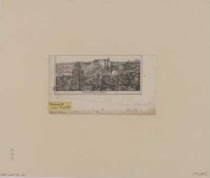Ansicht von Schloss Scharfenberg bei Meißen und Umgebung, Lithographie, um 1850 : Scharfenberg bei Meißen. - [S.l.] , [um 1850?]. - 1 Kunstbl. : Lithogr. ; 17 x 8 cm
