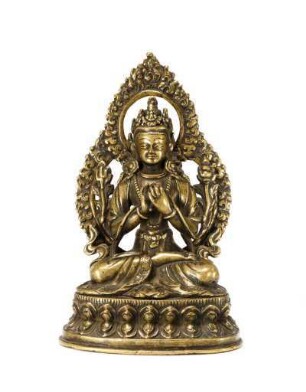 Maitreya, der zukünftige Buddha, auf doppeltem Lotussockel