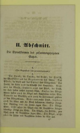 II. Abschnitt. Die Sprachformen des zusammengezogenen Satzes