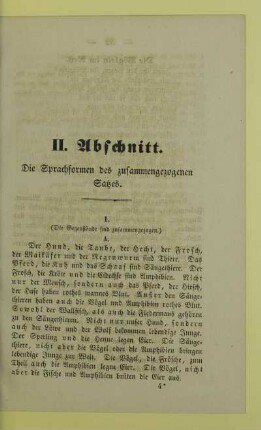 II. Abschnitt. Die Sprachformen des zusammengezogenen Satzes