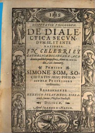 Dispvtatio Philosoph. De Dialectica Secvndvm Se, Et Ente Rationis