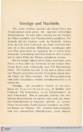Vorzüge und Nachteile