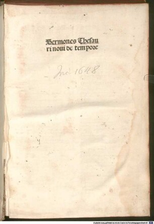 Sermones Thesauri noui de tempore