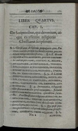 Cap. I. De Scriptoribus, qui de veritate, atque excellentia religionis Christianæ scripserunt