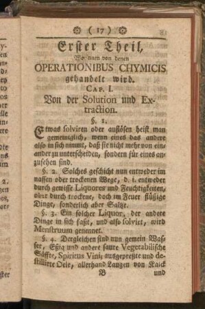 Erster Theil, Worinnen von denen Operationibus Chymicis gehandelt wird