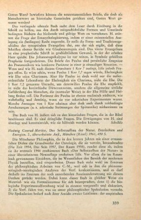 359-363 [Rezension] Conrad-Martius, Hedwig, Der Selbstaufbau der Natur
