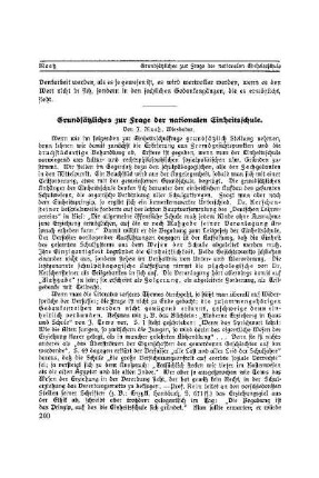 Grundsätzliches zur Frage der nationalen Einheitsschule
