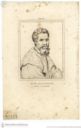 Serie von Portraits französischer und italienischer Maler, Michelangelo Buonarroti, Porträt