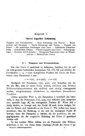 Kapitel I. Curven doppelter Krümmung.