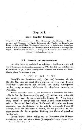 Kapitel I. Curven doppelter Krümmung.