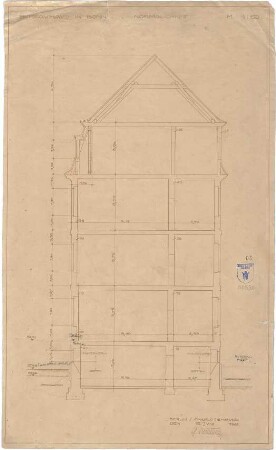 Bestelmeyer, German; Bonn (Nordrhein-Westfalen), Mühlheimerplatz; Verwaltungsgebäude - Mappe 2: Schnitt