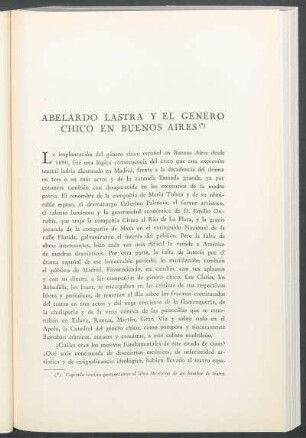 Abelardo Lastra y el género chico en Buenos Aires