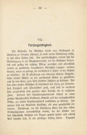 VII. Fürsorgetätigkeit