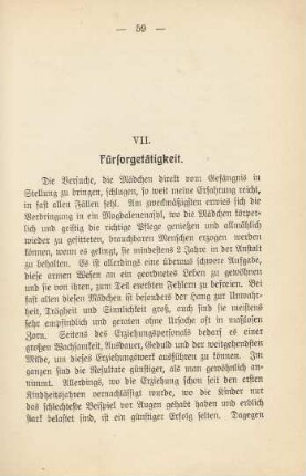 VII. Fürsorgetätigkeit