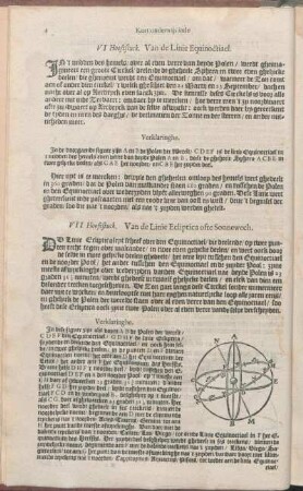 VI Hooftstuck. Van de Linie Equinoctiael.