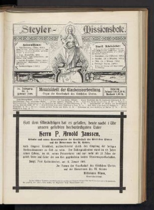 36. Jahrgang. Nr. 5. Februar 1909
