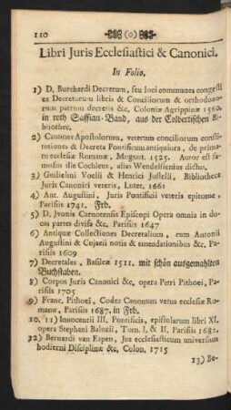 Libri Juris Ecclesiastici & Canonici.