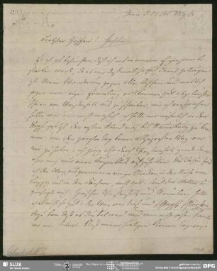 Eigenh. Brief von August Wilhelm von Schlegel an Georg Joachim Göschen, Jena, 17.10.1796