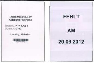 Entnazifizierung Heinrich Locking, geb. 08.10.1907 (Angest.)