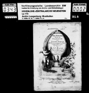 Johann Christian Bach: Six Sonates / pour le / Clavecin / ou / Piano-Forté / quatre avec accompagnement d'un Violon / et deux à quatre mains / composées / par / J.C. Bach / ... / Oeuvre XVIII Berlin, J.J. Hummel / et aux adresses ordinaires.