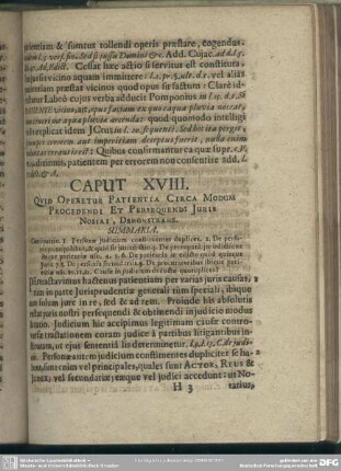 Caput XVIII. Quid Operetur Patientia Circa Modum Procedendi Et Persequendi Iuris Nosiri, Demonstrans