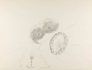 Bleistiftzeichnung ohne Titel (Studie mit Sektglas und Spiegel)