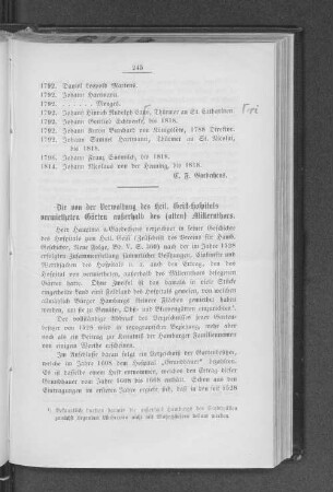 Die von der Verwaltung des Heil. Geist-Hospitals vermietheten Gärten außerhalb des (alten) Millernthors.