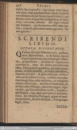 Scribendi Libido. Octava Dissertatio