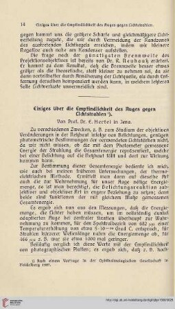 22: Einiges über die Empfindlichkeit des Auges gegen Lichtstrahlen