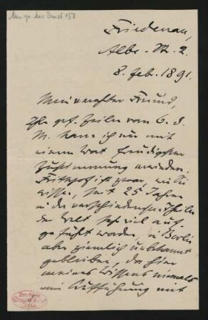 Brief an Philipp Spitta : 08.02.1891